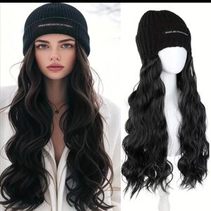 Elegant Brown Wavy Hat Hair Extensions